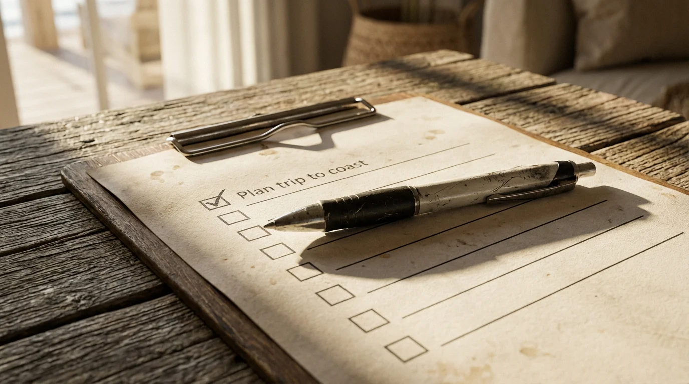 A close-up macro photo of a pen on a relocation planning checklist.